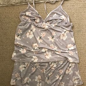 Floral Lavender Tank Top and Shorts Pajama Set